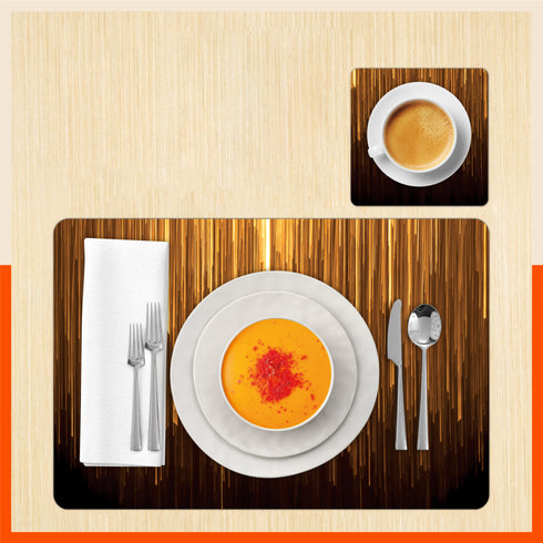 Polypropylene Table Mats & Coasters for Dining Table at Home (Golden Rain - Set of 6)